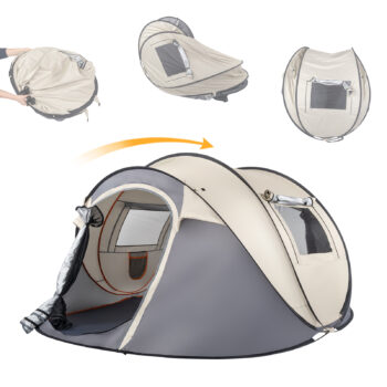 Camping Tent, 4 Person Pop Up,Easy Setup For Camping/Hiking/Fishing/Beach/Outdoor